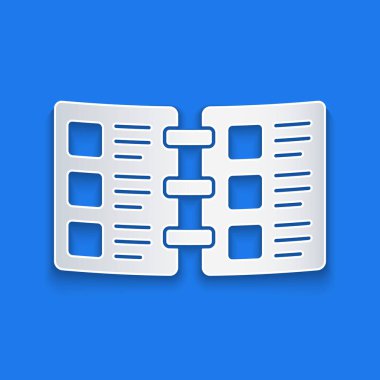 Kağıt kesimi Restoran Kafe menüsü simgesi mavi arkaplanda izole edildi. Kağıt sanatı tarzı. Vektör.