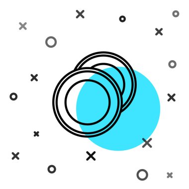 Beyaz arkaplanda siyah çizgi simgesi izole edildi. Çatal bıçak sembolü. Restoran tabelası. Rastgele dinamik şekiller. Vektör İllüstrasyonu.