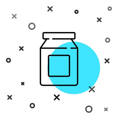 Siyah hat online sipariş ve fast food dağıtım ikonu beyaz arka planda izole edildi. Rastgele dinamik şekiller. Vektör.