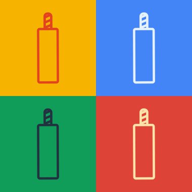 Popüler sanat çizgisi Dinamit Bomba İmha ikonu renk arkaplanında izole edildi. Saatli bomba - patlama tehlikesi kavramı. Vektör.