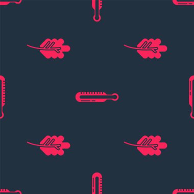 Yaprak ya da yaprakları ve Meteoroloji termometresini kusursuz desene ayarla. Vektör.