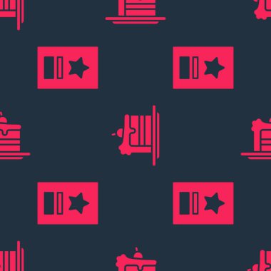 Tebrik kartı ve pastayı pürüzsüz desene ayarla. Vektör.