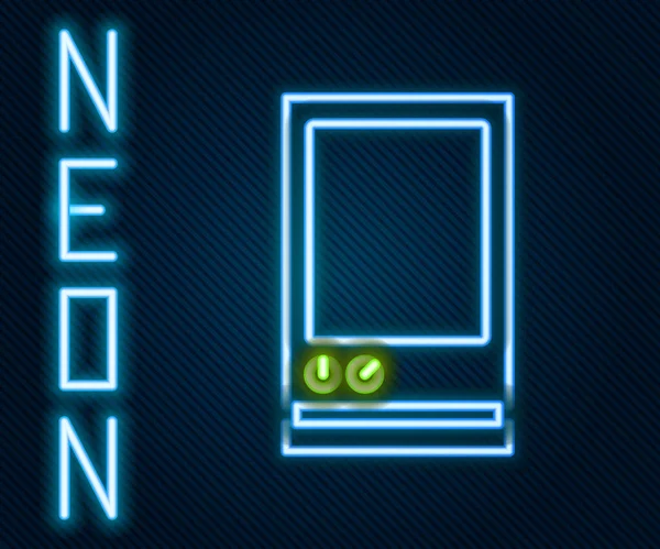Glödande Neon Line Röstassistent Ikon Isolerad Svart Bakgrund Röststyrning Användargränssnitt — Stock vektor