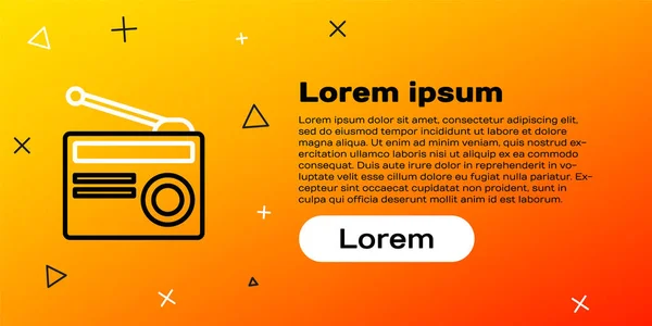 Line Radio Mit Antennensymbol Isoliert Auf Gelbem Hintergrund Buntes Rahmenkonzept — Stockvektor