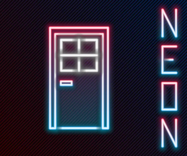 Žhnoucí Neonová Čára Ikona Zavřených Dveří Izolovaná Černém Pozadí Barevný — Stockový vektor