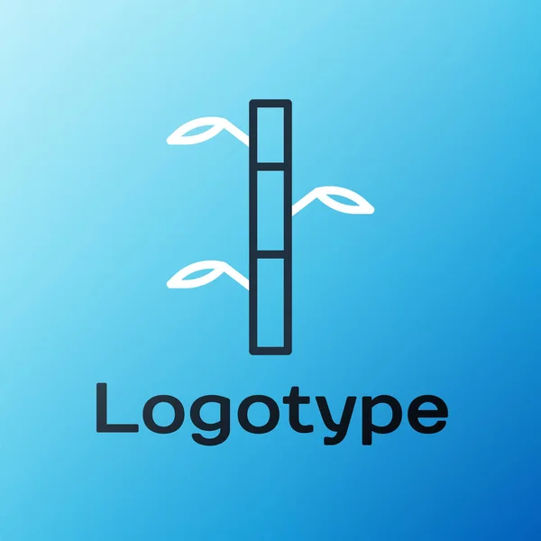 Lijn Bamboe Stengels Met Bladeren Pictogram Geïsoleerd Blauwe Achtergrond Kleurrijk — Stockvector