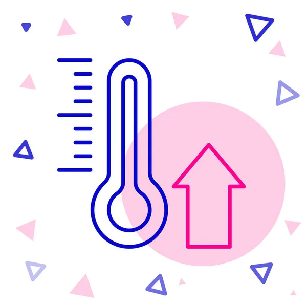 Linje Meteorologi Termometer Mätning Ikon Isolerad Vit Bakgrund Termometerutrustning Som — Stock vektor