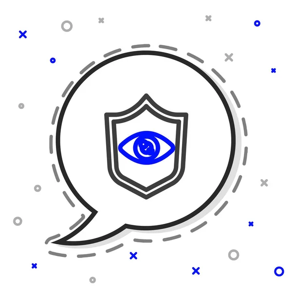 Čárový Štít Oční Sken Ikony Izolované Bílém Pozadí Skenuji Oko — Stockový vektor