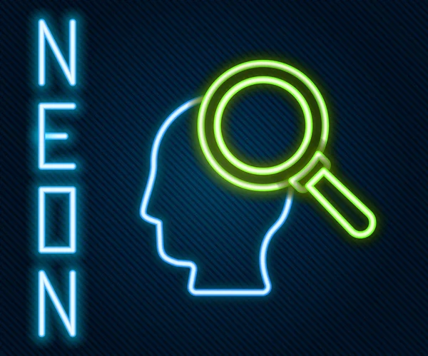 Gloeiende Neon Lijn Het Vinden Van Een Probleem Psychologie Icoon — Stockvector
