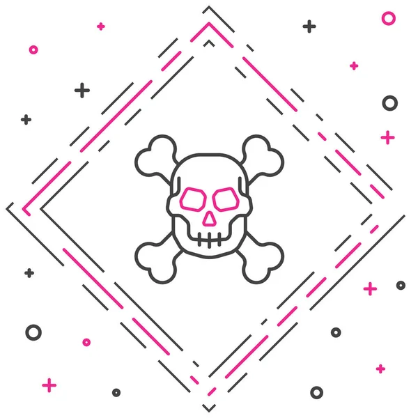 Line Skull Crossbones Icon Isolated White Background Happy Halloween Party — Stock Vector