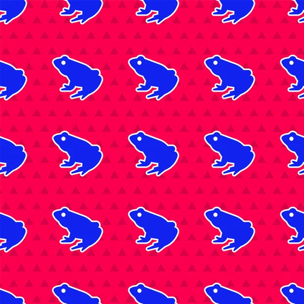 Icône Grenouille Bleue Isolé Motif Sans Couture Sur Fond Rouge — Image vectorielle