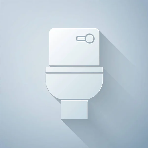 Kağıt Kesiği Tuvalet Klozeti Simgesi Gri Arka Planda Izole Edilmiş — Stok Vektör
