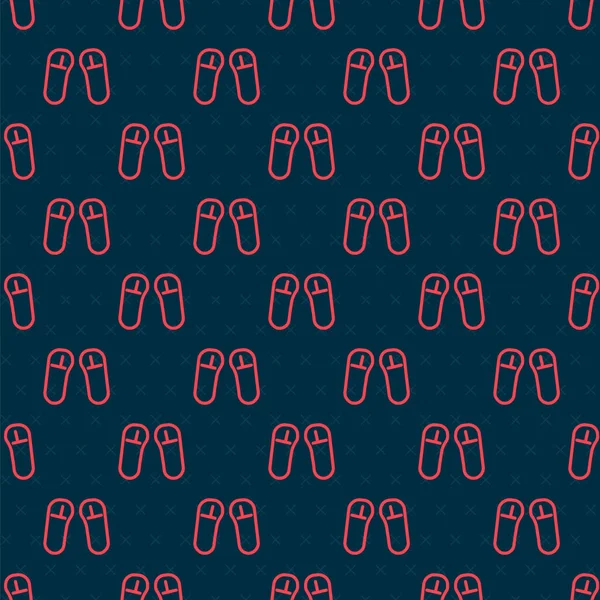 Rojo Línea Zapatilla Icono Aislado Patrón Sin Costuras Sobre Fondo — Archivo Imágenes Vectoriales