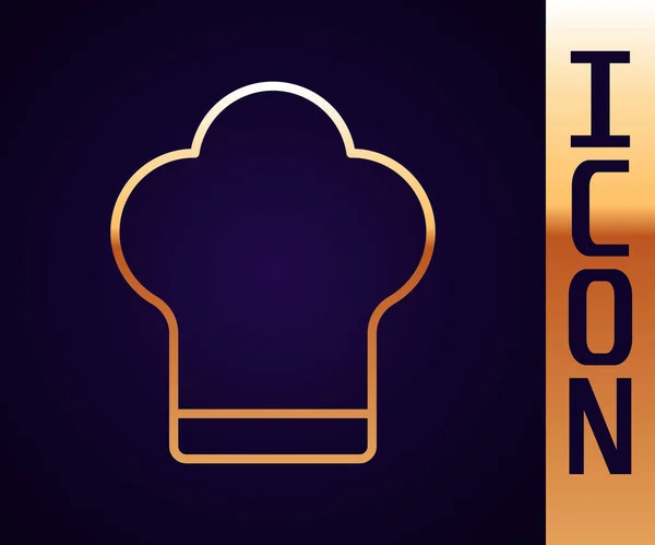金线厨师帽图标孤立在黑色背景 烹饪符号 厨师的帽子 病媒图解 — 图库矢量图片