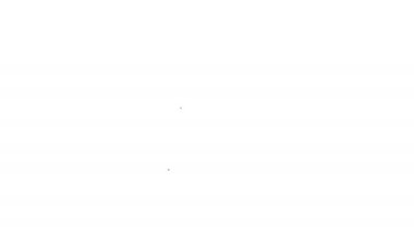 Beyaz arkaplanda siyah çizgi kalkanının ses tanıma simgesi izole edildi. Kimlik tanıma için ses biyometrik kimlik doğrulaması. 4K Video hareketli grafik canlandırması