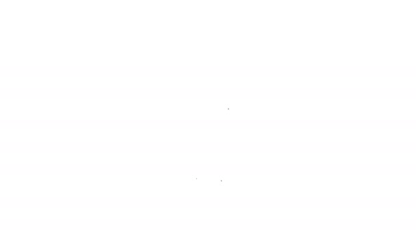 Черная линия Цифровой бесконтактный термометр с инфракрасным светом значок изолирован на белом фоне. Видеографическая анимация 4K — стоковое видео
