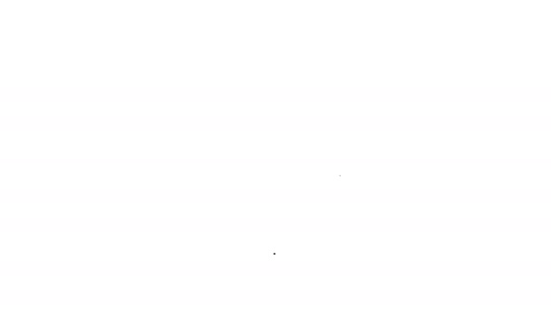 Чорна лінія пончика з солодкою іконою глазурі ізольована на білому тлі. 4K Відео рух графічна анімація — стокове відео