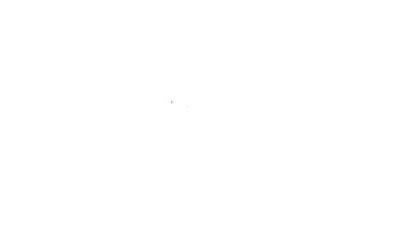 Siyah hat online sipariş ve hızlı pizza dağıtım ikonu beyaz arka planda izole edildi. 4K Video hareketli grafik canlandırması