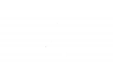 Siyah hat online sipariş ve fast food dağıtım ikonu beyaz arka planda izole edildi. Burger tabelası. 4K Video hareketli grafik canlandırması