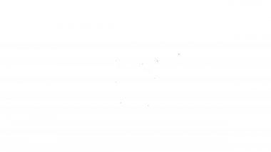 Siyah çizgi çevrimiçi sipariş ve hamburger dağıtım ikonu beyaz arka planda izole edildi. 4K Video hareketli grafik canlandırması