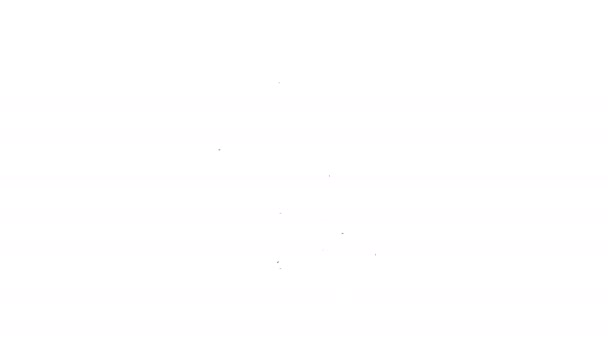 Zwarte lijn Papier glas met drinkstro en burger pictogram geïsoleerd op witte achtergrond. Soda aqua bordje. Hamburger, cheeseburger sandwich. 4K Video motion grafische animatie — Stockvideo