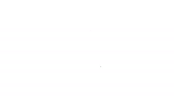 Černá čára Pokrytá ikonou jídla izolovanou na bílém pozadí. Podnos a víko. Restaurace Cloche s víkem. Grafická animace pohybu videa 4K — Stock video