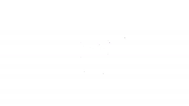 Línea negra Icono de pedido en línea y entrega de hamburguesas aislado sobre fondo blanco. Animación gráfica de vídeo 4K — Vídeos de Stock