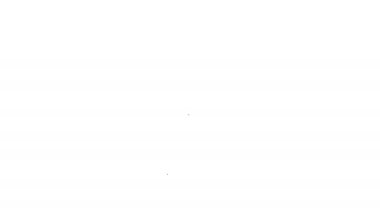 Esrar ikonundaki siyah çizgi bitkisi beyaz arkaplanda izole edilmiş. Tencerede yetişen bir bitki. Saksı bitkisi işareti. 4K Video hareketli grafik canlandırması