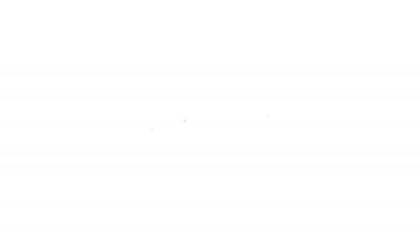 Siyah çizgi kano ve kürek simgesi beyaz arkaplanda izole edildi. Balıkçılık ve turizm için kano. Açık hava aktiviteleri. 4K Video hareketli grafik canlandırması