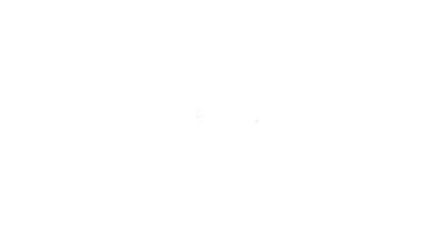 Siyah çizgi vampir dişleri ikonu beyaz arka planda izole edilmiş. Mutlu Cadılar Bayramı Partisi. 4K Video hareketli grafik canlandırması