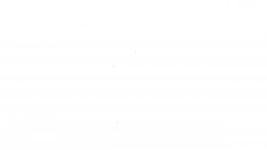 Beyaz arkaplanda siyah çizgi yanan mum simgesi izole edildi. Silindirik aromatik mum çubuğu ve yanan ateş. Mutlu Cadılar Bayramı Partisi. 4K Video hareketli grafik canlandırması