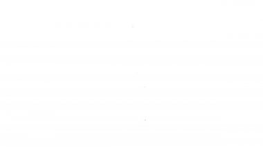 Siyah çizgi cadıları beyaz arka planda izole edilmiş süpürge ikonu. Mutlu Cadılar Bayramı Partisi. 4K Video hareketli grafik canlandırması