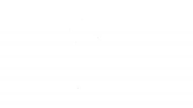 Siyah çizgi Scythe simgesi beyaz arkaplanda izole edildi. Mutlu Cadılar Bayramı Partisi. 4K Video hareketli grafik canlandırması