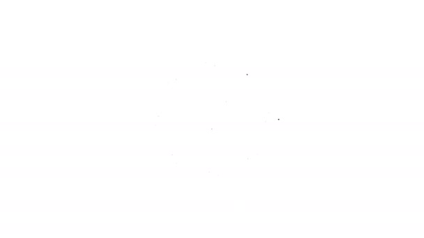 Μαύρη γραμμή Παλιά ξύλινη εικόνα τροχού που απομονώνεται σε λευκό φόντο. 4K Γραφική κίνηση κίνησης βίντεο — Αρχείο Βίντεο