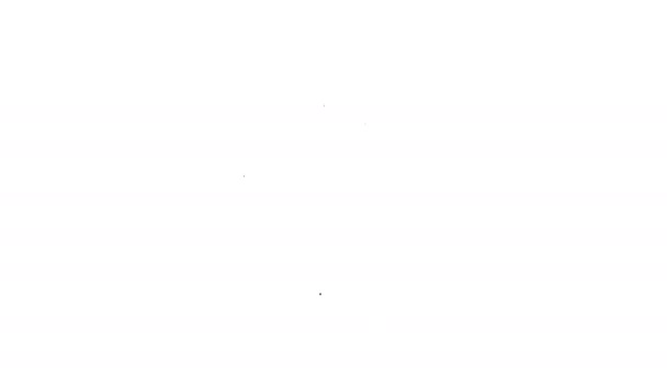 Línea negra Cantina icono botella de agua aislada sobre fondo blanco. Icono del frasco turístico. Tarro de uso del agua en la campaña. Animación gráfica de vídeo 4K — Vídeos de Stock