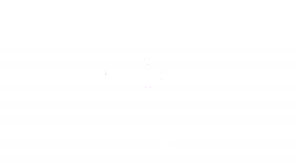 Schwarze Linie Grabstein mit Kreuz-Symbol isoliert auf weißem Hintergrund. Grab-Symbol. 4K Video Motion Grafik Animation — Stockvideo