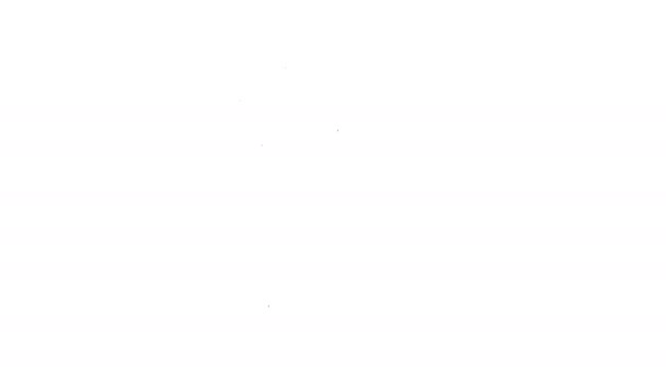 Siyah çizgi Scythe simgesi beyaz arkaplanda izole edildi. Mutlu Cadılar Bayramı Partisi. 4K Video hareketli grafik canlandırması — Stok video