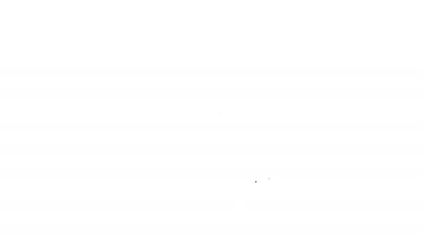 Zwarte lijn Oude magische boek met alchemie recepten en mystieke spreuken en betoveringen pictogram geïsoleerd op witte achtergrond. 4K Video motion grafische animatie — Stockvideo