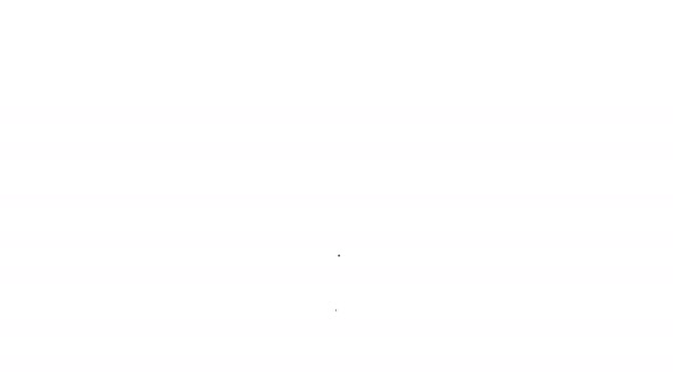 Fekete vonal Koponya ikon elszigetelt fehér háttér. Boldog Halloween partit! 4K Videó mozgás grafikus animáció