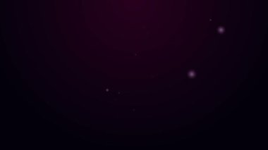 Parlayan neon hattı ilaç şurubu ikonu mor arka planda izole edilmiş. 4K Video hareketli grafik canlandırması