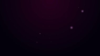 Parlayan neon çizgisi hapları mor arka planda izole edilmiş su toplamalı ambalaj ikonu. İlaç paketi. Tablet, vitamin, antibiyotik, aspirin. 4K Video hareketli grafik canlandırması