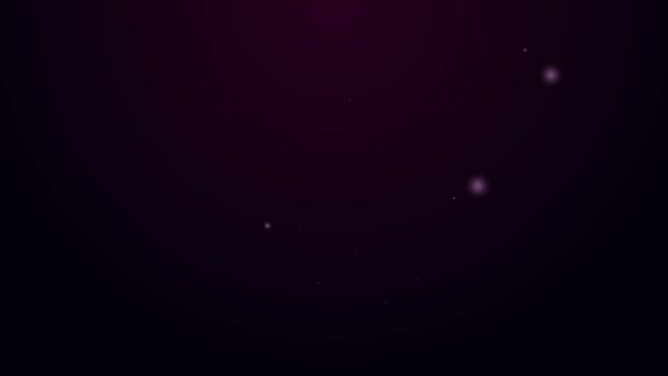 Línea de neón brillante Paisaje del desierto con icono de cactus aislado sobre fondo púrpura. Animación gráfica de vídeo 4K — Vídeo de stock