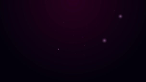 Icono de diligencia occidental de línea de neón brillante aislado sobre fondo púrpura. Animación gráfica de vídeo 4K — Vídeo de stock