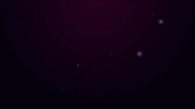 Parlayan neon hattı Buffalo kafatası ikonu mor arka planda izole edildi. 4K Video hareketli grafik canlandırması