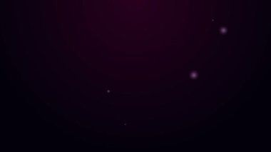 Parlayan neon hattı Para Çantası simgesi mor arkaplanda izole edildi. Dolar ya da USD sembolü. Nakit bankacılık tabelası. 4K Video hareketli grafik canlandırması