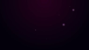 Parlayan neon hattı Vahşi Batı eyeri simgesi mor arka planda izole edildi. 4K Video hareketli grafik canlandırması