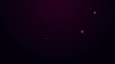 Parlayan neon hattı. Mor arka planda izole edilmiş geleneksel Meksika sombrero şapka ikonu. 4K Video hareketli grafik canlandırması