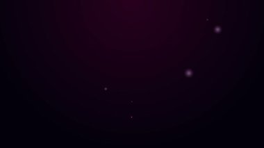 Parlak neon hattı, mor arkaplanda izole edilmiş uyum ve denge simgesi Yin Yang. 4K Video hareketli grafik canlandırması