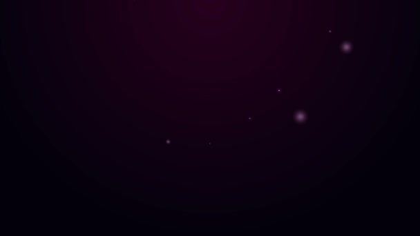 Светящийся неоновая линия Инь Ян символ гармонии и баланса значок изолирован на фиолетовом фоне. Видеографическая анимация 4K — стоковое видео