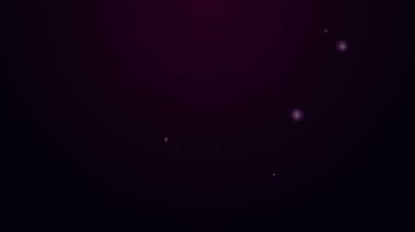 Parlayan neon hattı durdurma düğmesi simgesi mor arkaplanda izole edildi. 4K Video hareketli grafik canlandırması